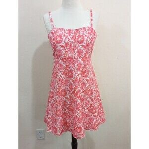 Kasia Floral Eyelet Cotton Skater Style Mini Dress Sundress, Size S